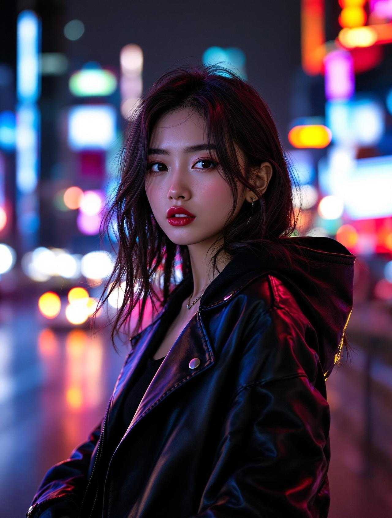 模特写真-性感系-霓虹都市夜景摄影
